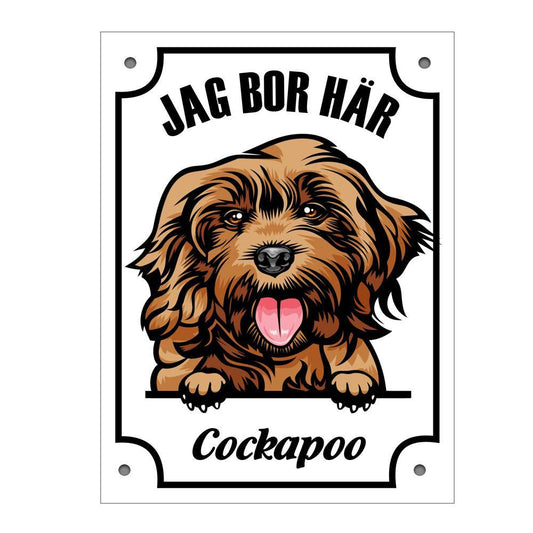 Plåtskylt Cockapoo Kikande hund skylt