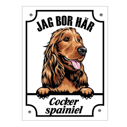 Plåtskylt Cocker spaniel Kikande hund skylt