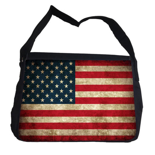 skolväska med USA flagga tryck messenger bag