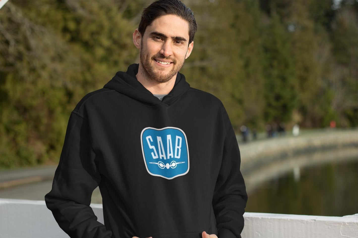 SAAB klassisk design huvtröja hoodie - Highstreet.se