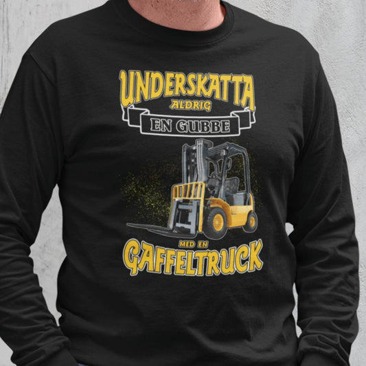 Splash gaffeltruck Sweatshirt - Underskatta aldrig gubbe svart - Highstreet.se