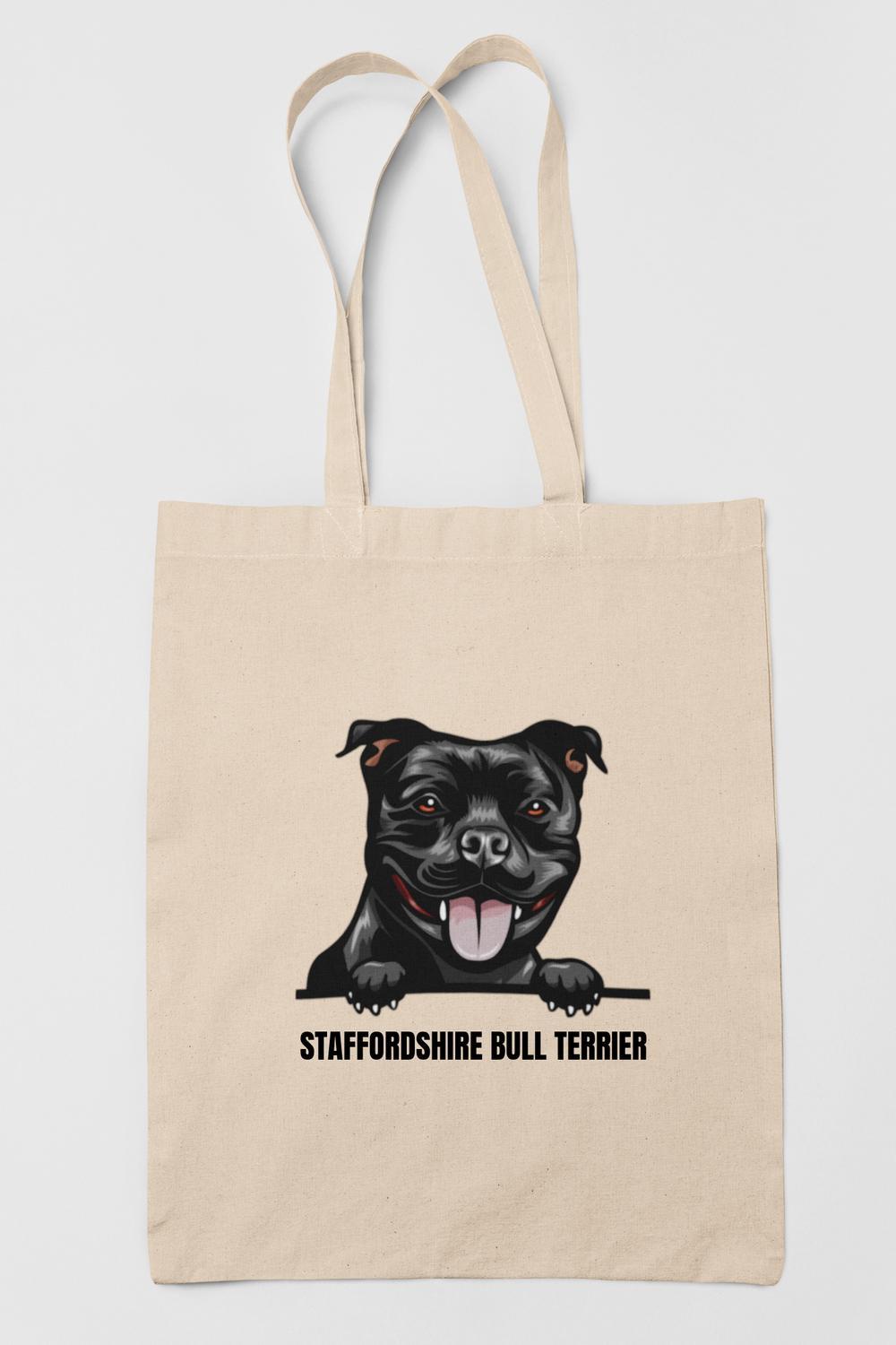 Staffordshire Bull terrier tygkasse hund shopping väska Totebag