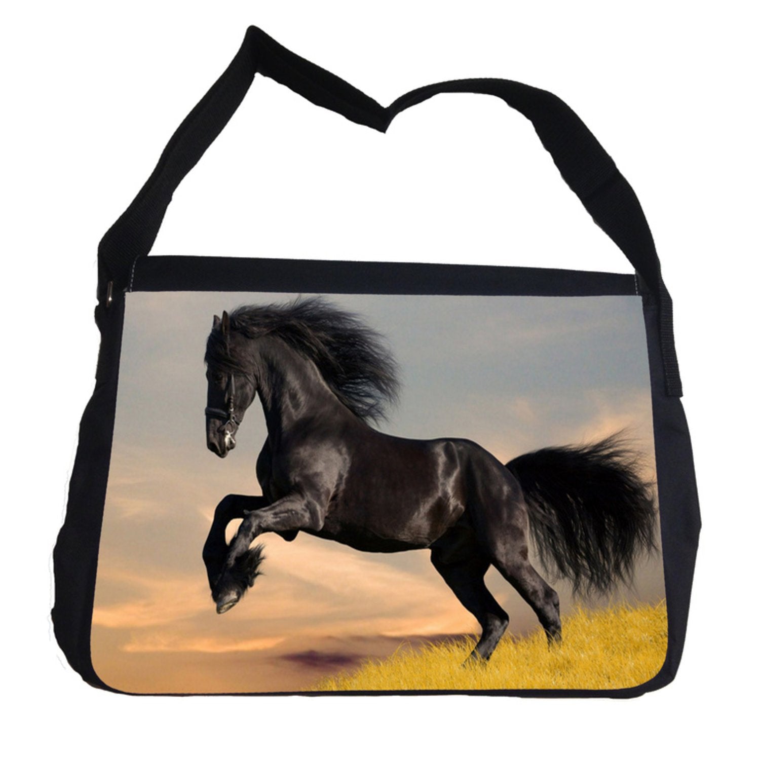 Svart häst väska med axelrem - Messenger Bag - Highstreet.se