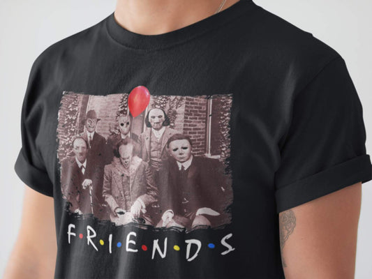 Svart skräckfilm t-shirt Pennywise Jason Jigsaw & friends horror - Highstreet.se
