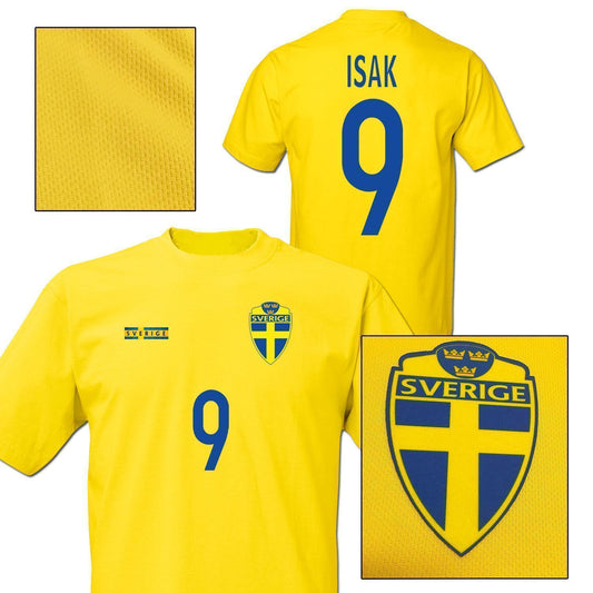 Sverige fotbollströja med isak 9 tryck