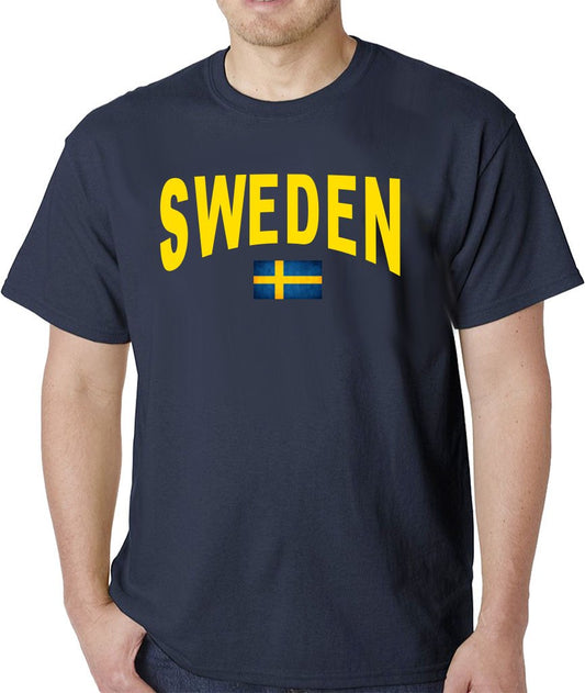 Sweden marin blå T-shirt med svensk flagga & text fram - Highstreet.se