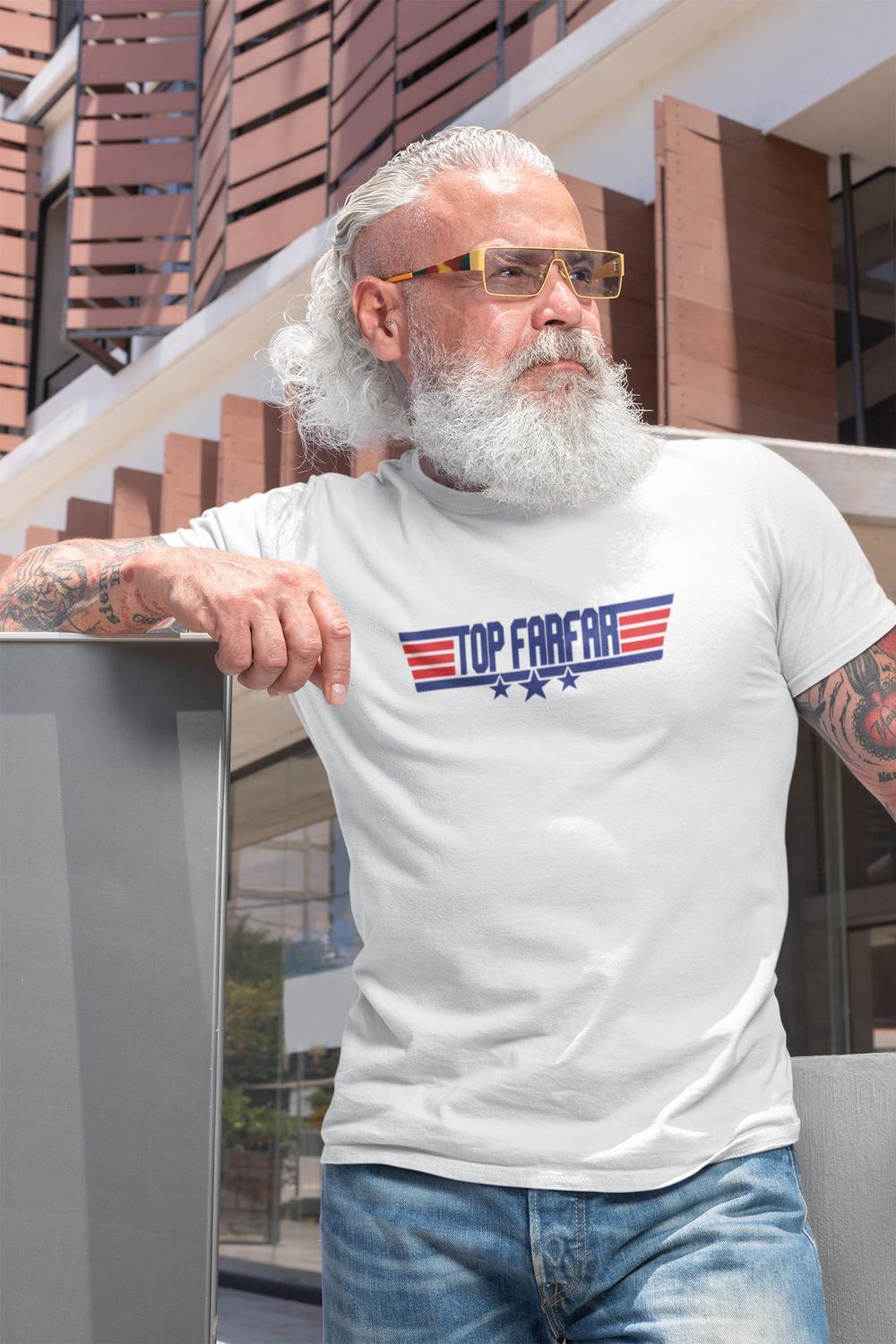 Top Farfar vit t-shirt med coolt tryck fram