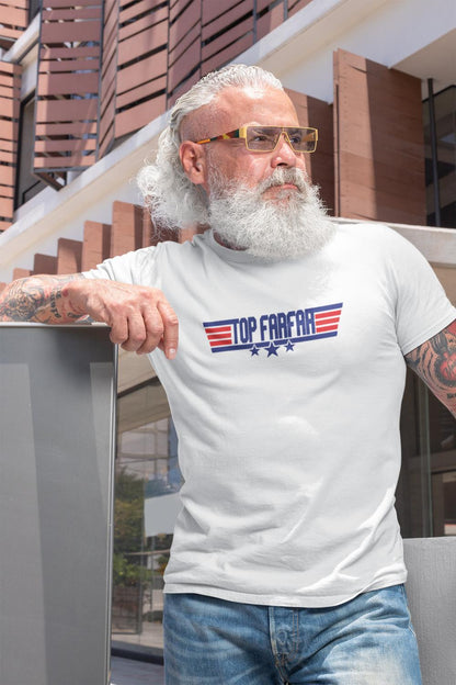 Top Farfar vit t-shirt med coolt tryck fram