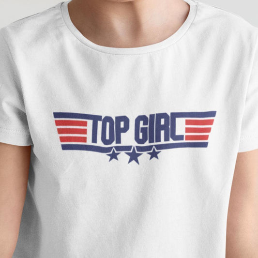 Top Girl vit t-shirt med coolt tryck fram