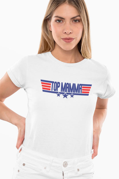 Top Mamma dam t-shirt med coolt tryck