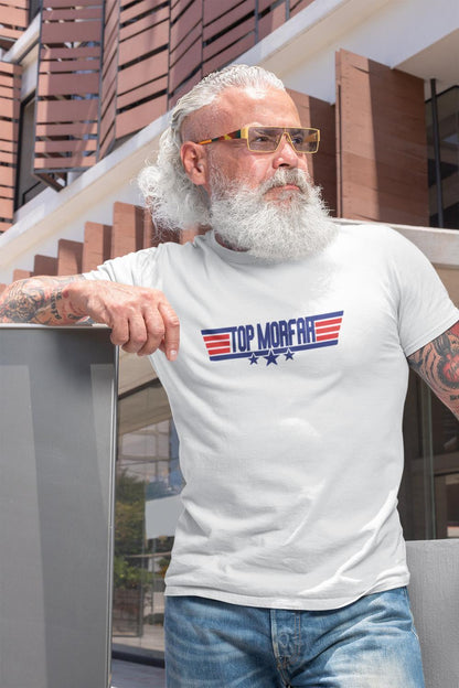 Top Morfar vit t-shirt med coolt tryck fram