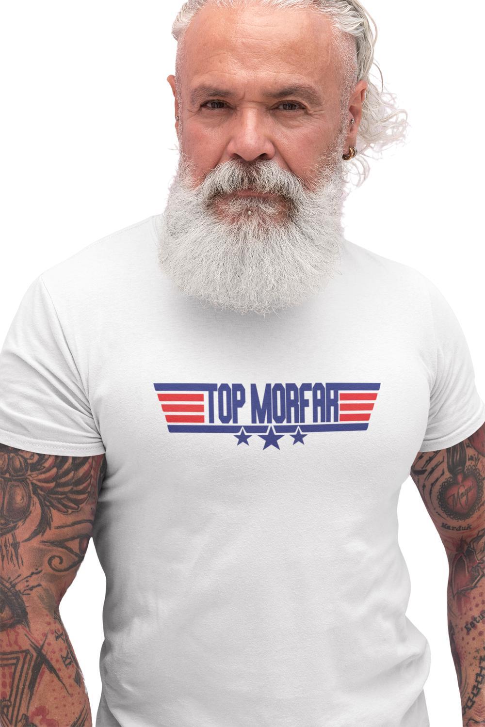 Top Morfar vit t-shirt med coolt tryck fram