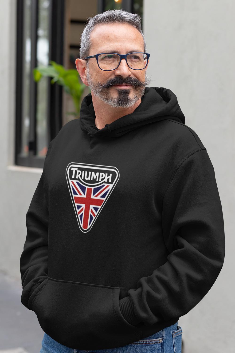 Triumph klassisk motorcykel logga huvtröja hoodie - Highstreet.se