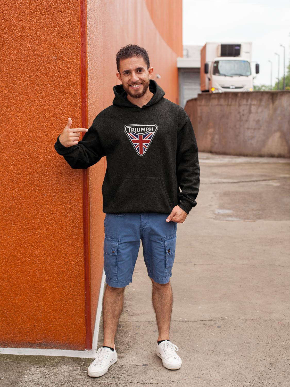 Triumph klassisk motorcykel logga huvtröja hoodie - Highstreet.se