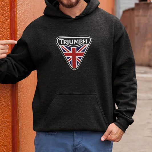 Triumph klassisk motorcykel logga huvtröja hoodie - Highstreet.se