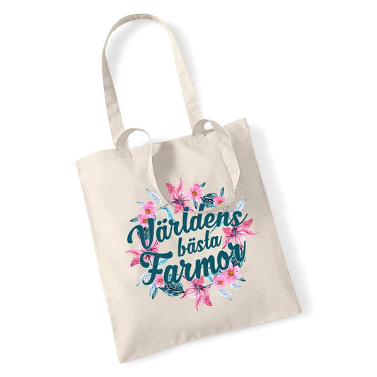 Tygkasse  Världens bästa Farmor shopping väska - Tote bag Bloom - Highstreet.se