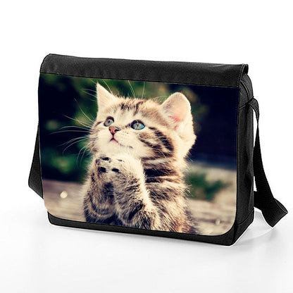 skolväska med tabby katt bild messenger bag