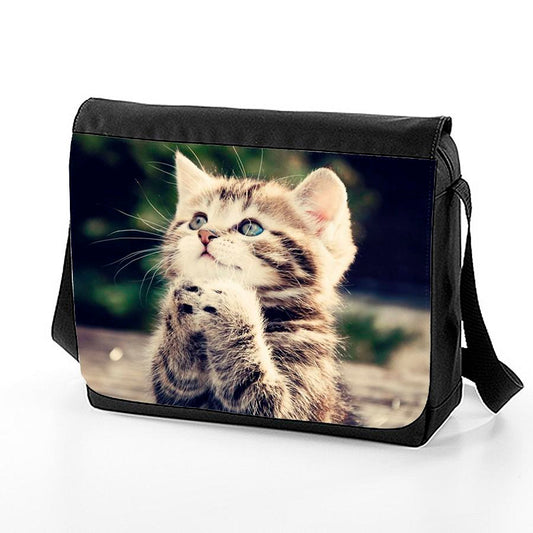 skolväska med tabby katt bild messenger bag